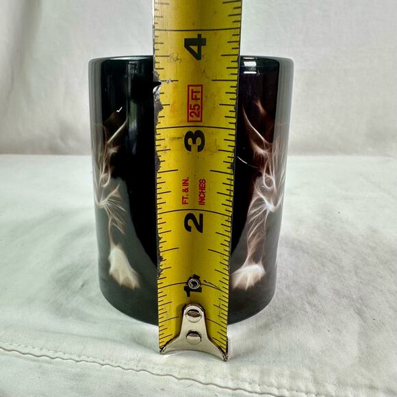 Orca Coatings Black Ceramic Brown Cat Print Coffee Mug Edgy Drinkware Dishes - Picture 11 of 11